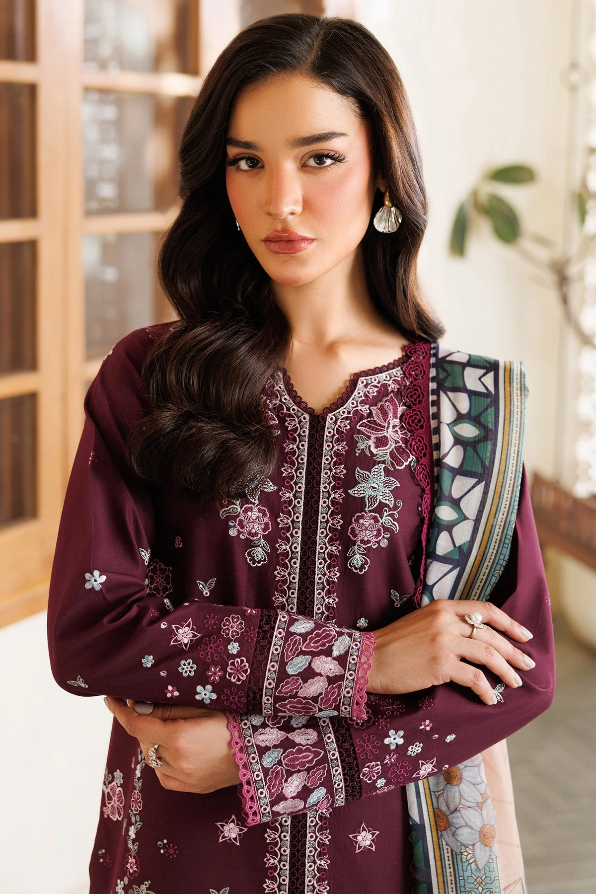 Farasha Online Burgandy Rush Summer Weaves Embroidered lawn 2025 - Image 2