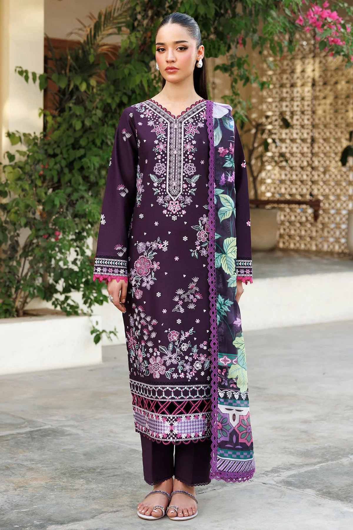 Farasha Online Plum Allure Summer Weaves Embroidered lawn 2025