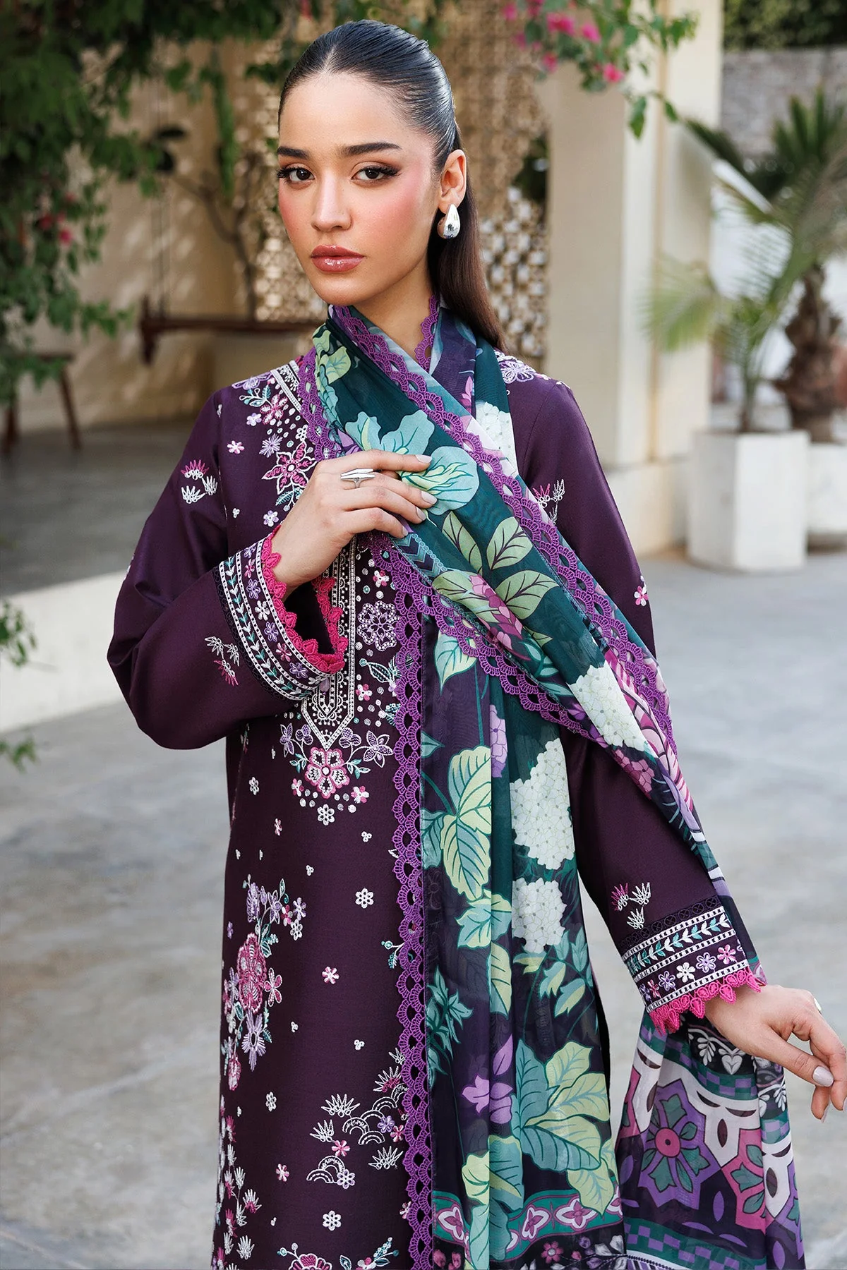 Farasha Online Plum Allure Summer Weaves Embroidered lawn 2025 - Image 2