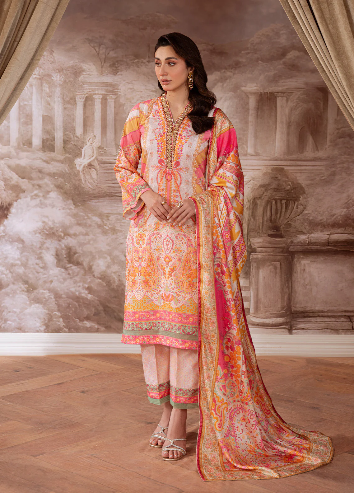 Gulaal Blush Royale Velouré Printed Silk 2025