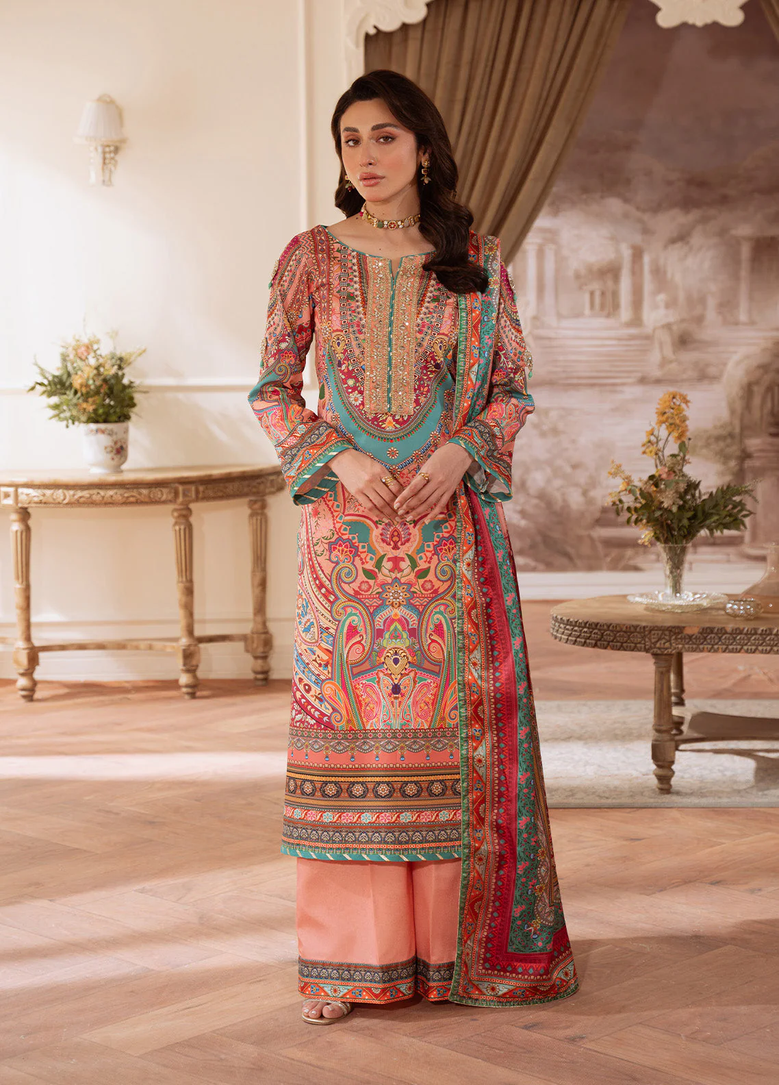 Gulaal Coral Éclat Velouré Printed Silk 2025