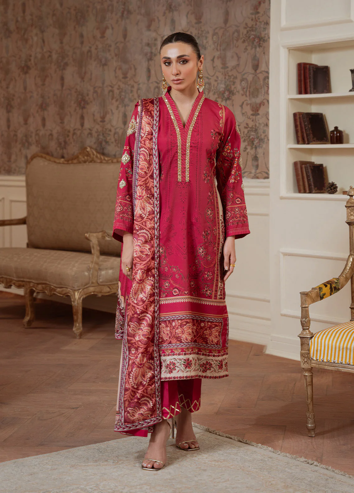 Gulaal Rosewood Majesty Velouré Printed Silk 2025