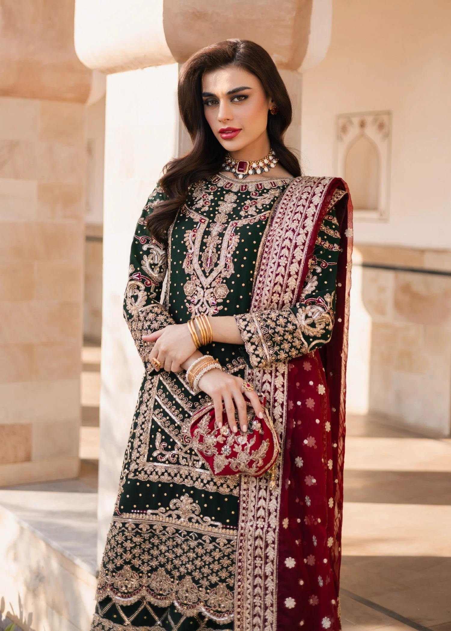 Haseens Bottle Green Lehenga Maahi 2025 - Image 2