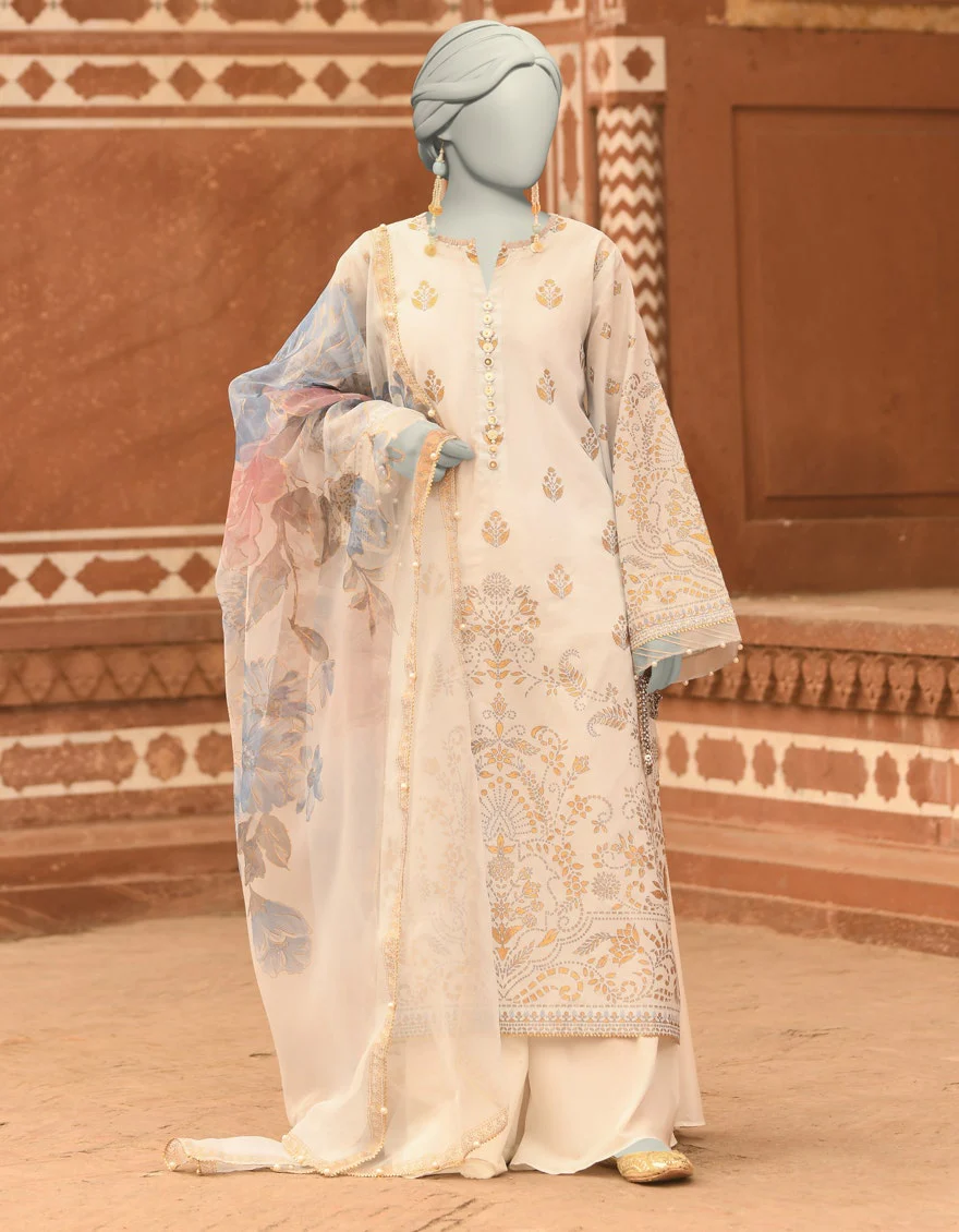 Junaid Jamshaid 2PC-JLAWN-S-JDS-25-1043 Blue Lawn Printed Shades Of Summer 2025