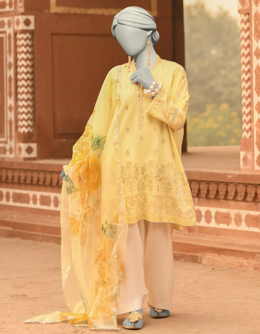 Junaid Jamshaid 2PC-JLAWN-S-JDS-25-1044 Green Lawn Printed Shades Of Summer 2025
