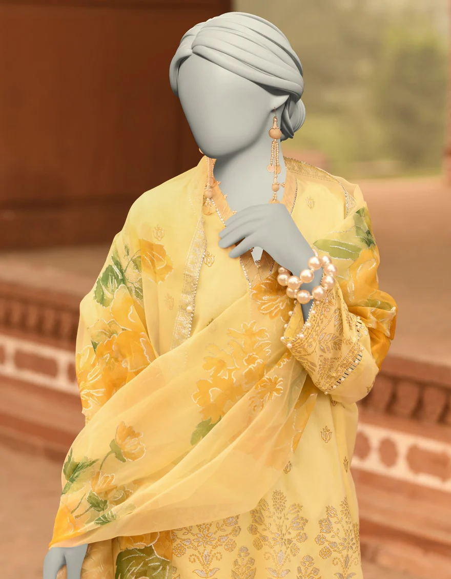 Junaid Jamshaid 2PC-JLAWN-S-JDS-25-1044 Green Lawn Printed Shades Of Summer 2025 - Image 2