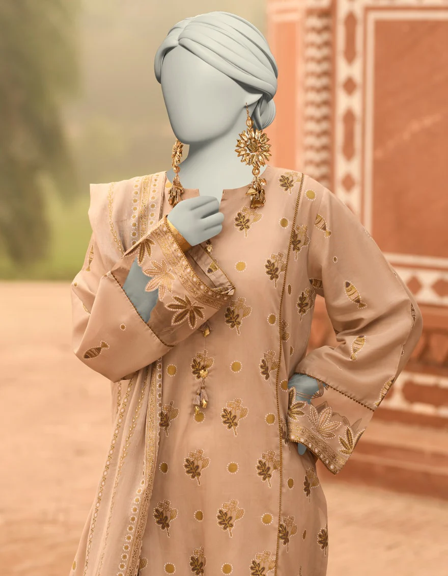 Junaid Jamshaid 2PC-JLAWN-S-JDS-25-1049 Beige Lawn Printed Shades Of Summer 2025 - Image 2