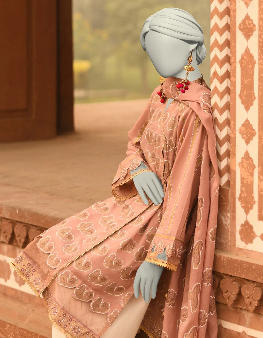 Junaid Jamshaid 2PC-JLAWN-S-JDS-25-1050 Pink Lawn Printed Shades Of Summer 2025 - Image 2