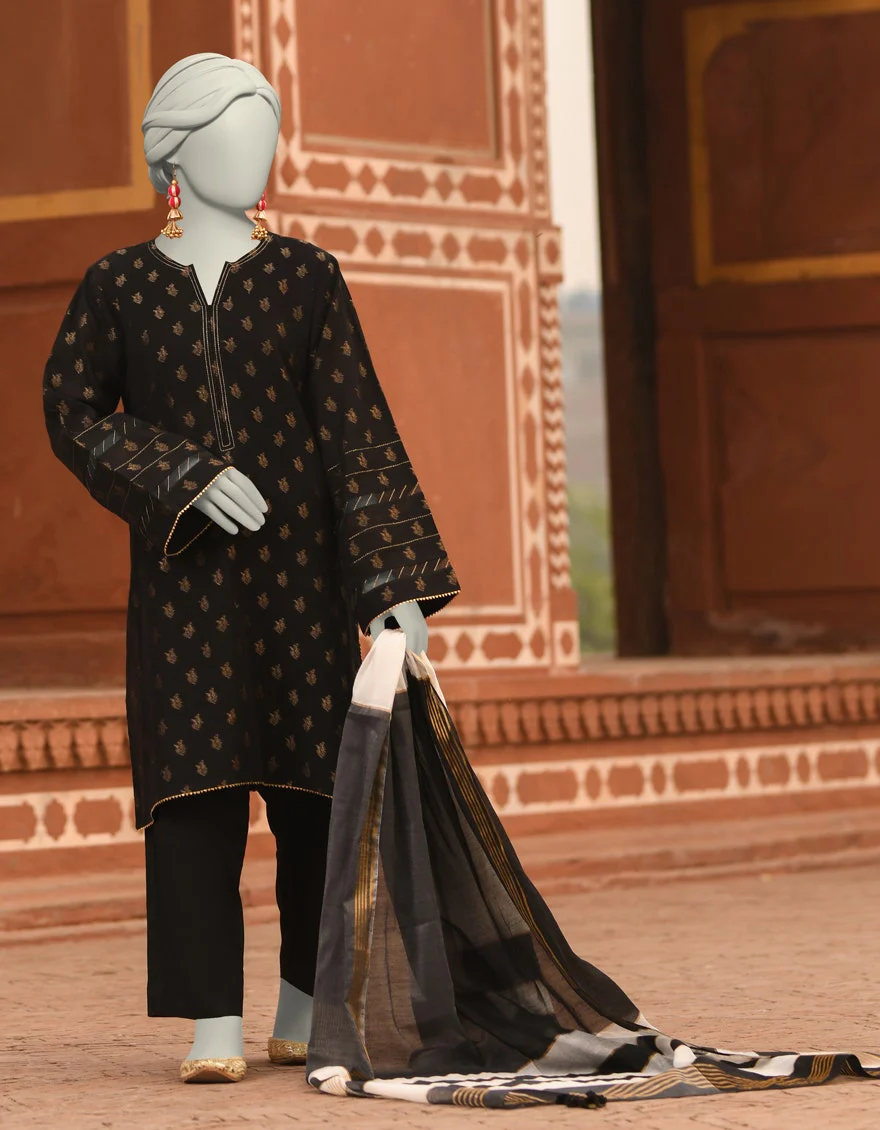 Junaid Jamshaid 2PC-JLAWN-S-JDS-25-1053 Black Jacquard Dyed Shades Of Summer 2025