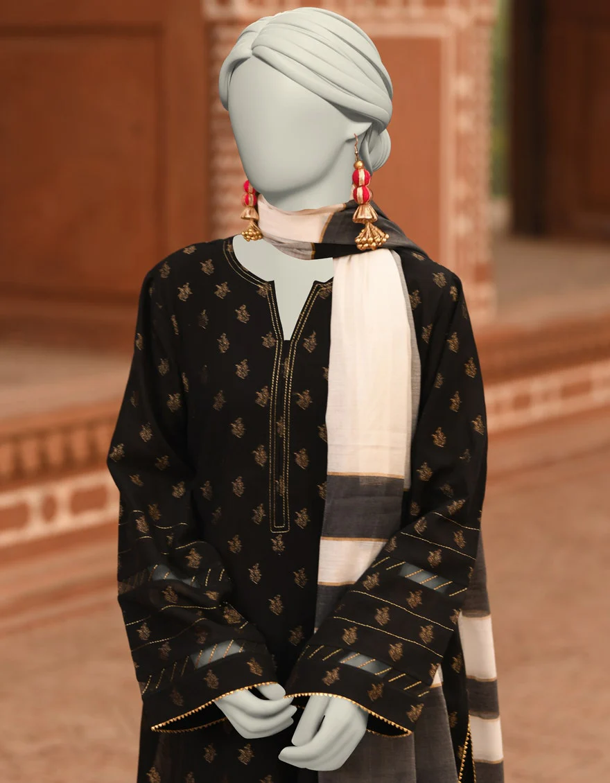 Junaid Jamshaid 2PC-JLAWN-S-JDS-25-1053 Black Jacquard Dyed Shades Of Summer 2025 - Image 2