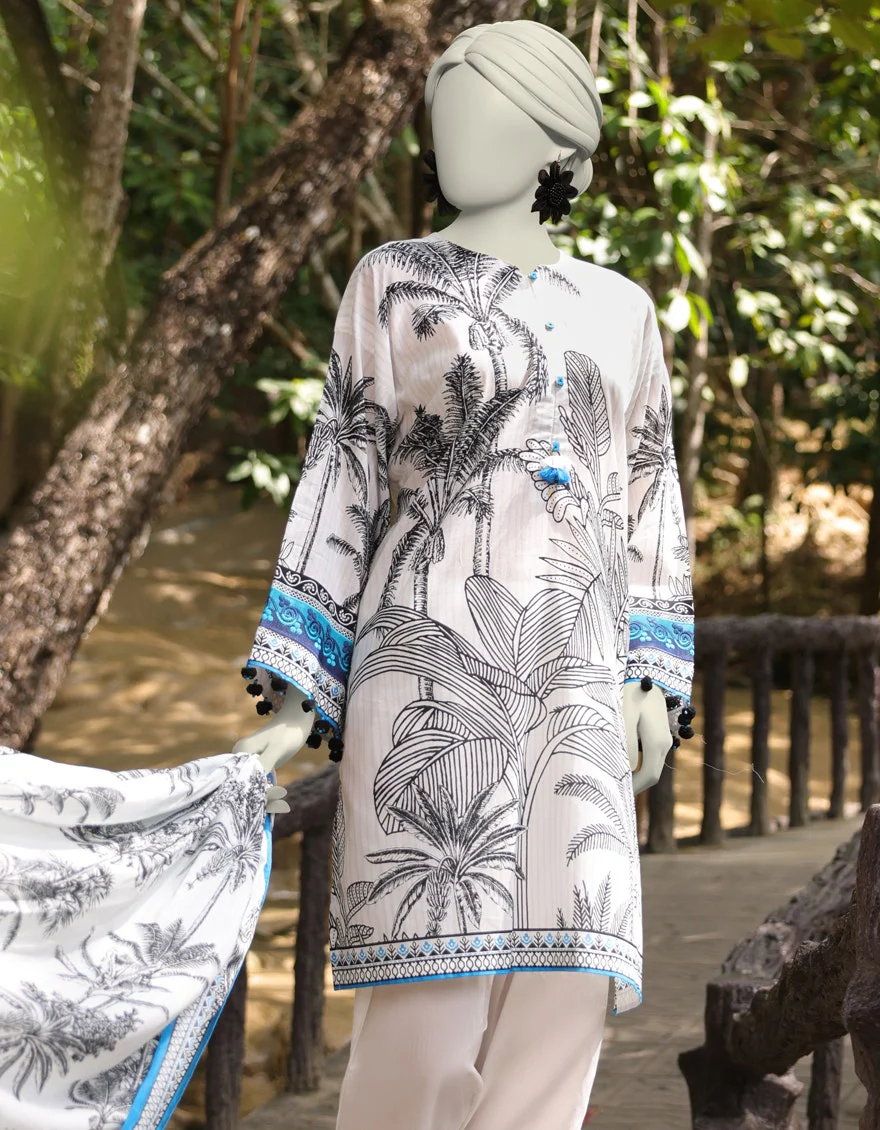 Junaid Jamshaid 2PC-JLAWN-S-JDS-25-1057 White Lawn Embroidered Shades Of Summer 2025 - Image 2