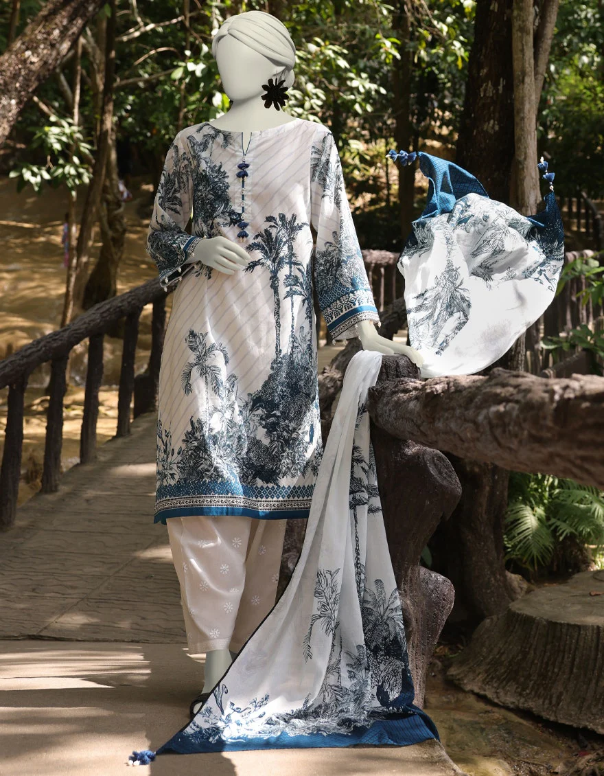 Junaid Jamshaid 2PC-JLAWN-S-JDS-25-1058 Off White Lawn Embroidered Shades Of Summer 2025