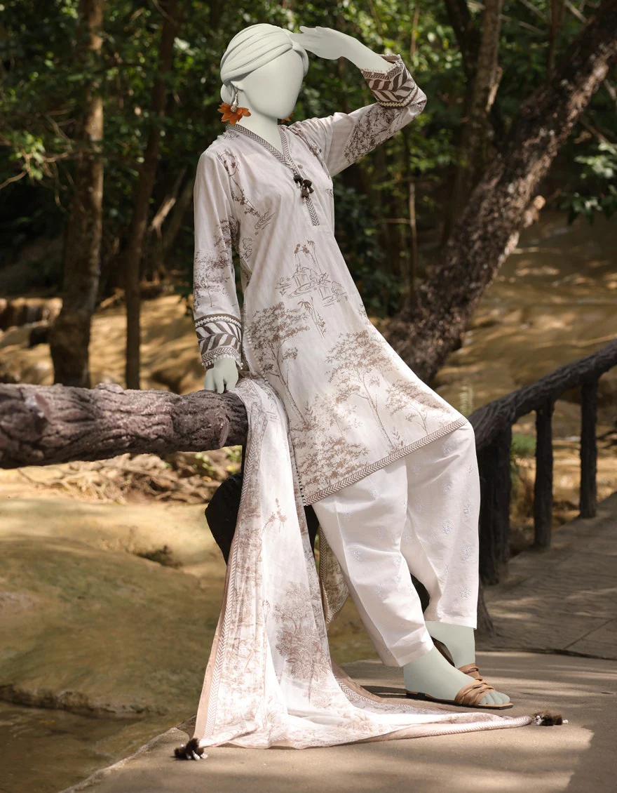 Junaid Jamshaid 2PC-JLAWN-S-JDS-25-1060 Beige Lawn Embroidered Shades Of Summer 2025 - Image 2