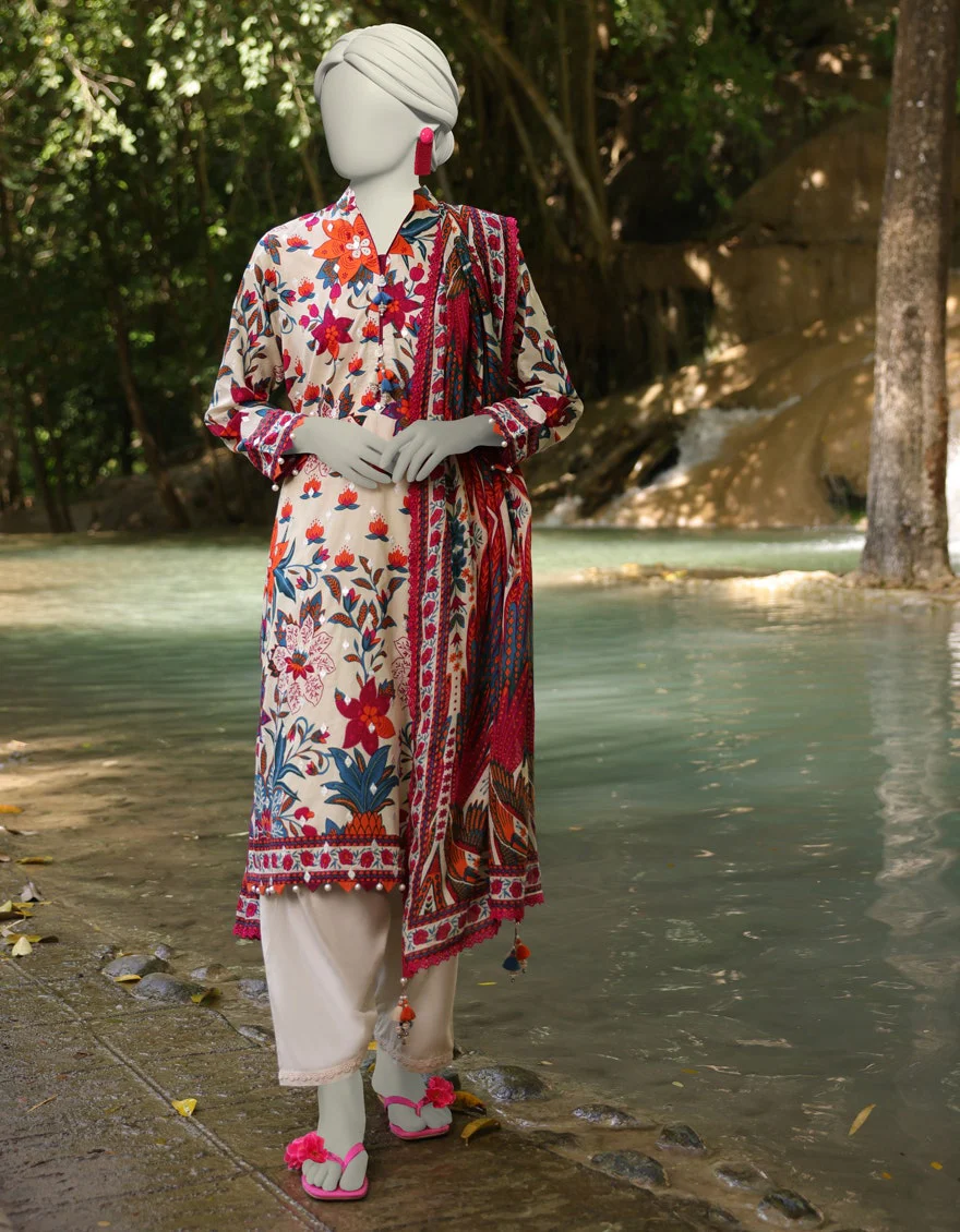 Junaid Jamshaid 2PC-JLAWN-S-JDS-25-1064 Multicolor Lawn Embroidered Shades Of Summer 2025