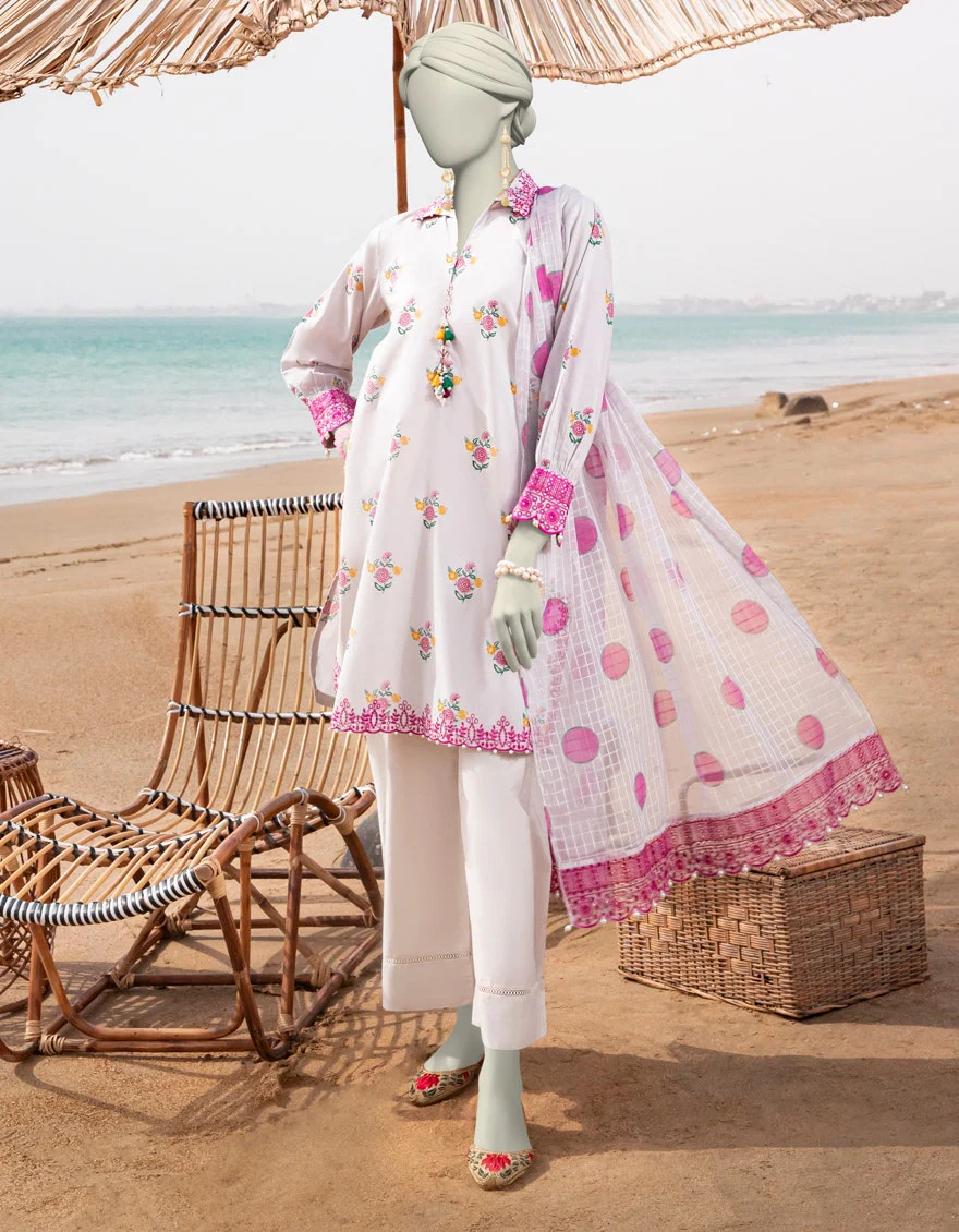 Junaid Jamshaid 2PC-JLAWN-S-JDS-25-1068 White Lawn Embroidered Shades Of Summer 2025