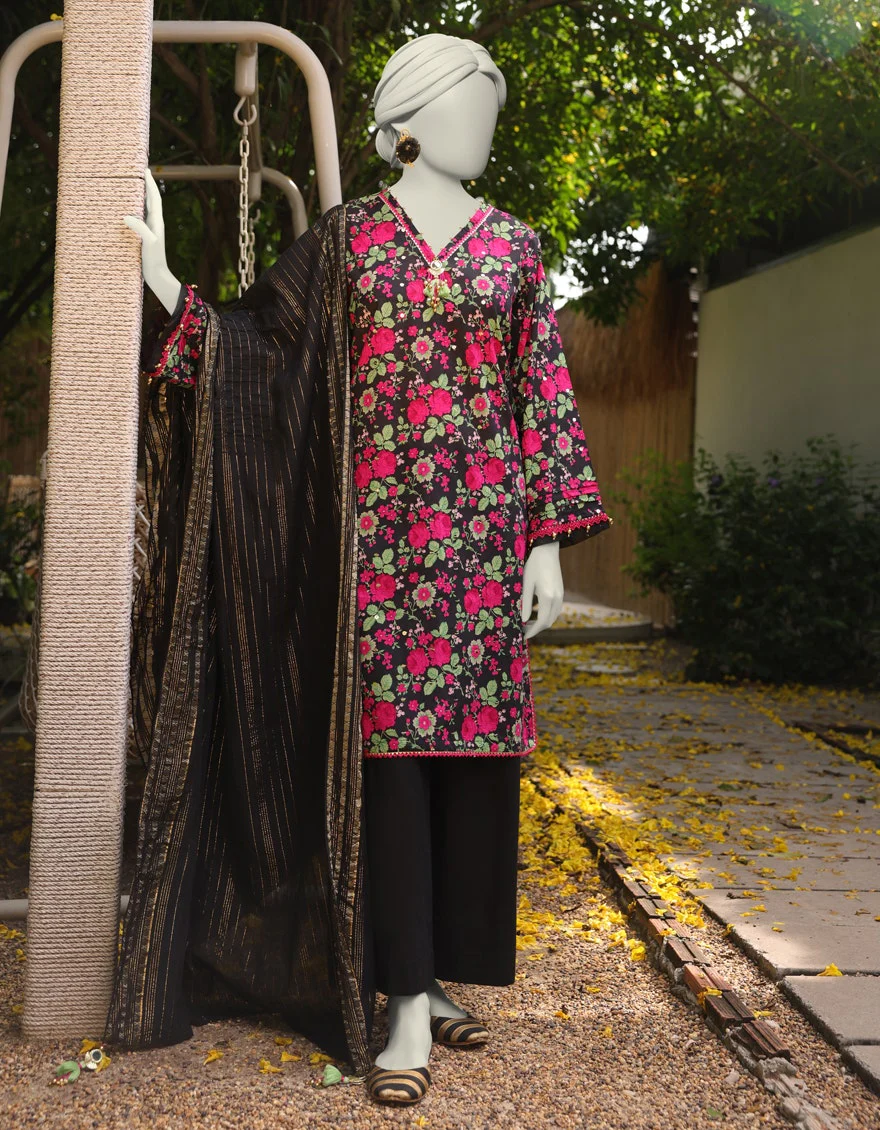 Junaid Jamshaid 2PC-JLAWN-S-JDS-25-1069 Black Lawn Embroidered Shades Of Summer 2025