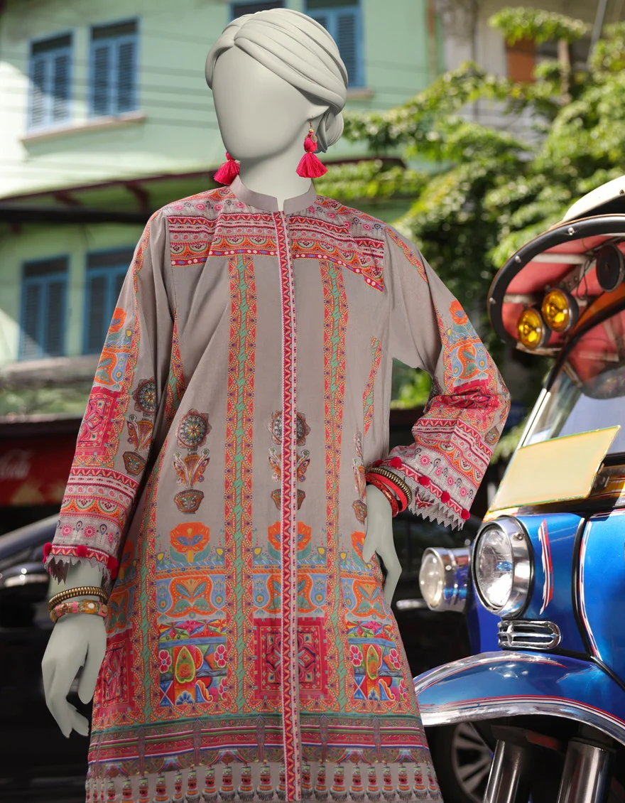 Junaid Jamshaid 2PC-JLAWN-S-JST-25-2027 Grey Lawn Printed Shades Of Summer 2025 - Image 2