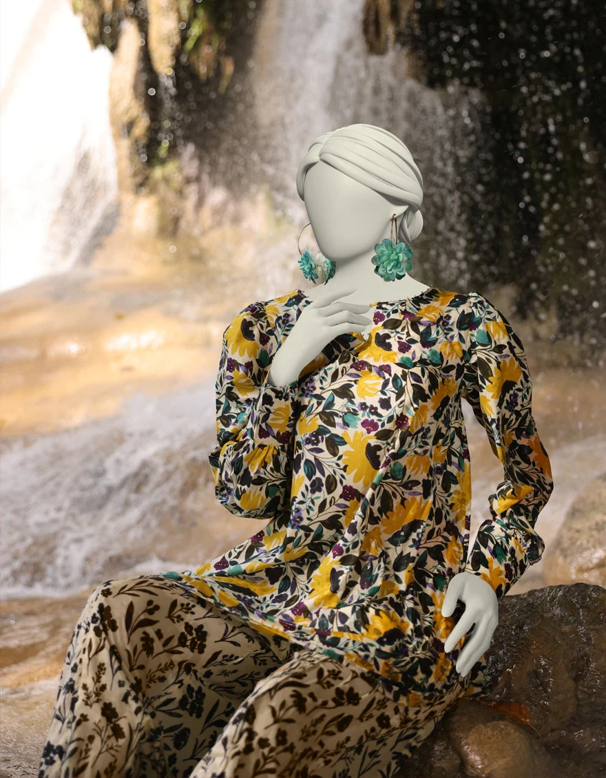 Junaid Jamshaid 2PC-JLAWN-S-JST-25-2034 Multicolor Lawn Printed Shades Of Summer 2025 - Image 2