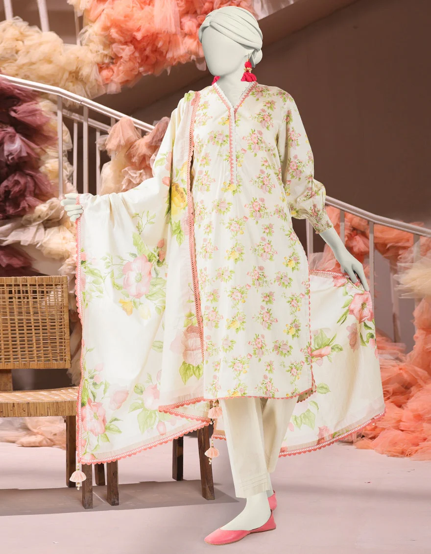 Junaid Jamshaid 3PC-25-3226 Yellow Cambric Printed Shades Of Summer 2025