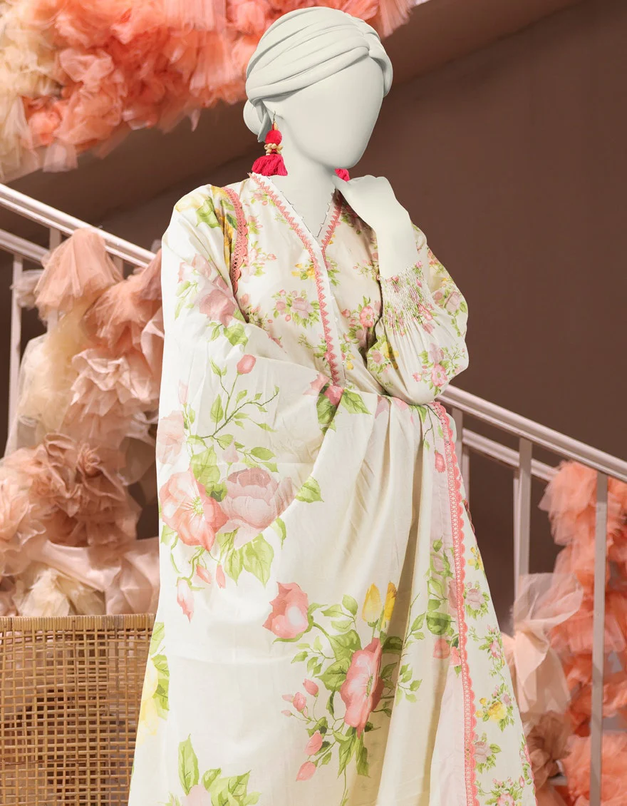 Junaid Jamshaid 3PC-25-3226 Yellow Cambric Printed Shades Of Summer 2025 - Image 2