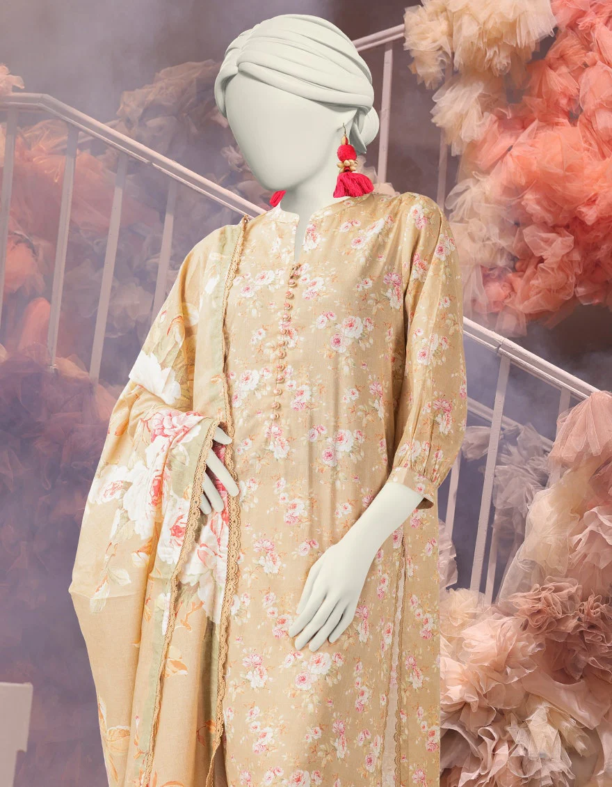 Junaid Jamshaid 3PC-25-3228 Brown Cambric Printed Shades Of Summer 2025 - Image 2