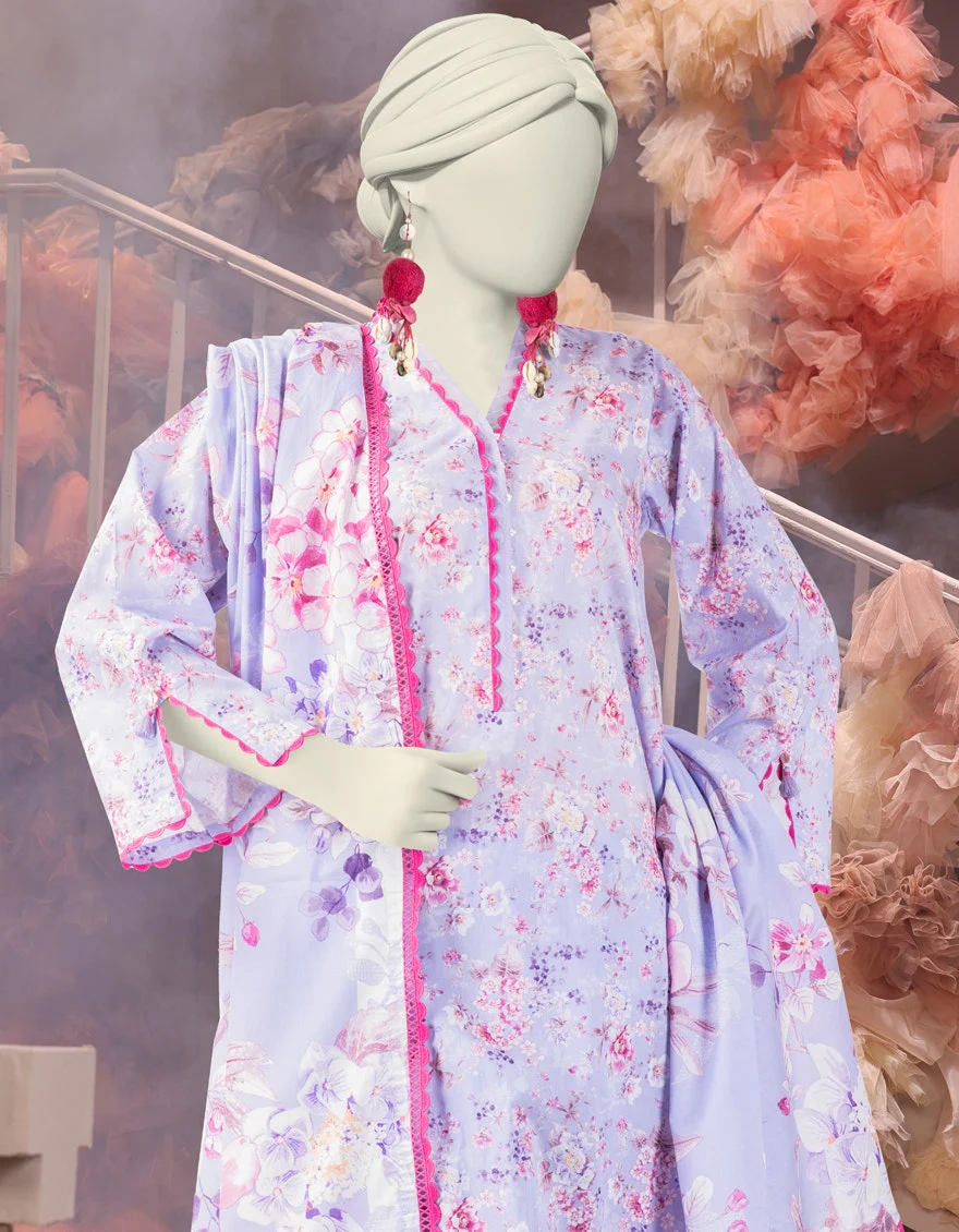 Junaid Jamshaid 3PC-25-3230 Lilac Cambric Printed Shades Of Summer 2025 - Image 2
