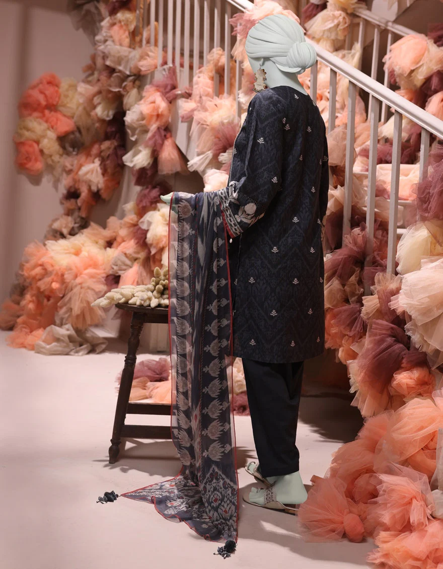 Junaid Jamshaid 3PC-JJLS-W-JW-24-1729 Grey Slub Embroidered Shades Of Summer 2025 - Image 2