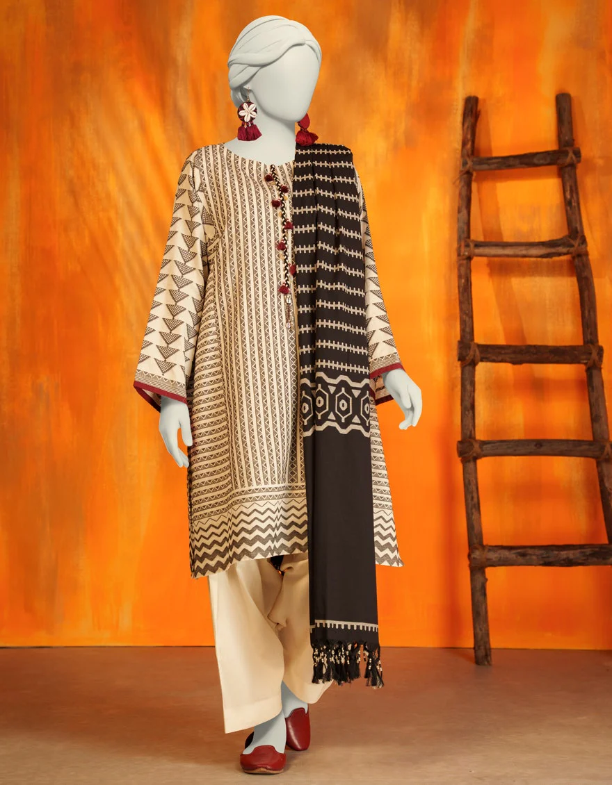 Junaid Jamshaid 3PC-JJLS-W-JWU-24-1730 White Jacquard Handwoven Shades Of Summer 2025
