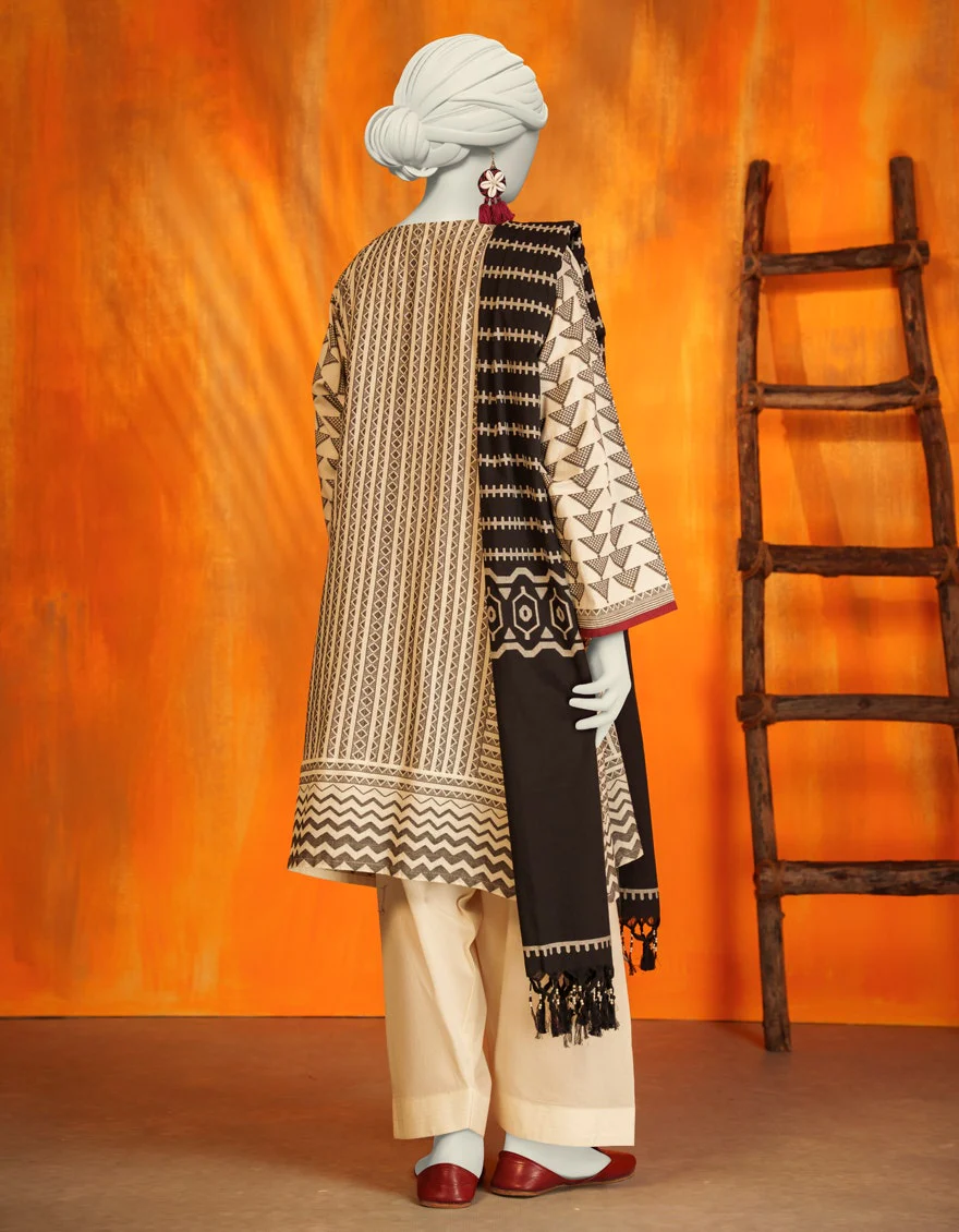 Junaid Jamshaid 3PC-JJLS-W-JWU-24-1730 White Jacquard Handwoven Shades Of Summer 2025 - Image 2