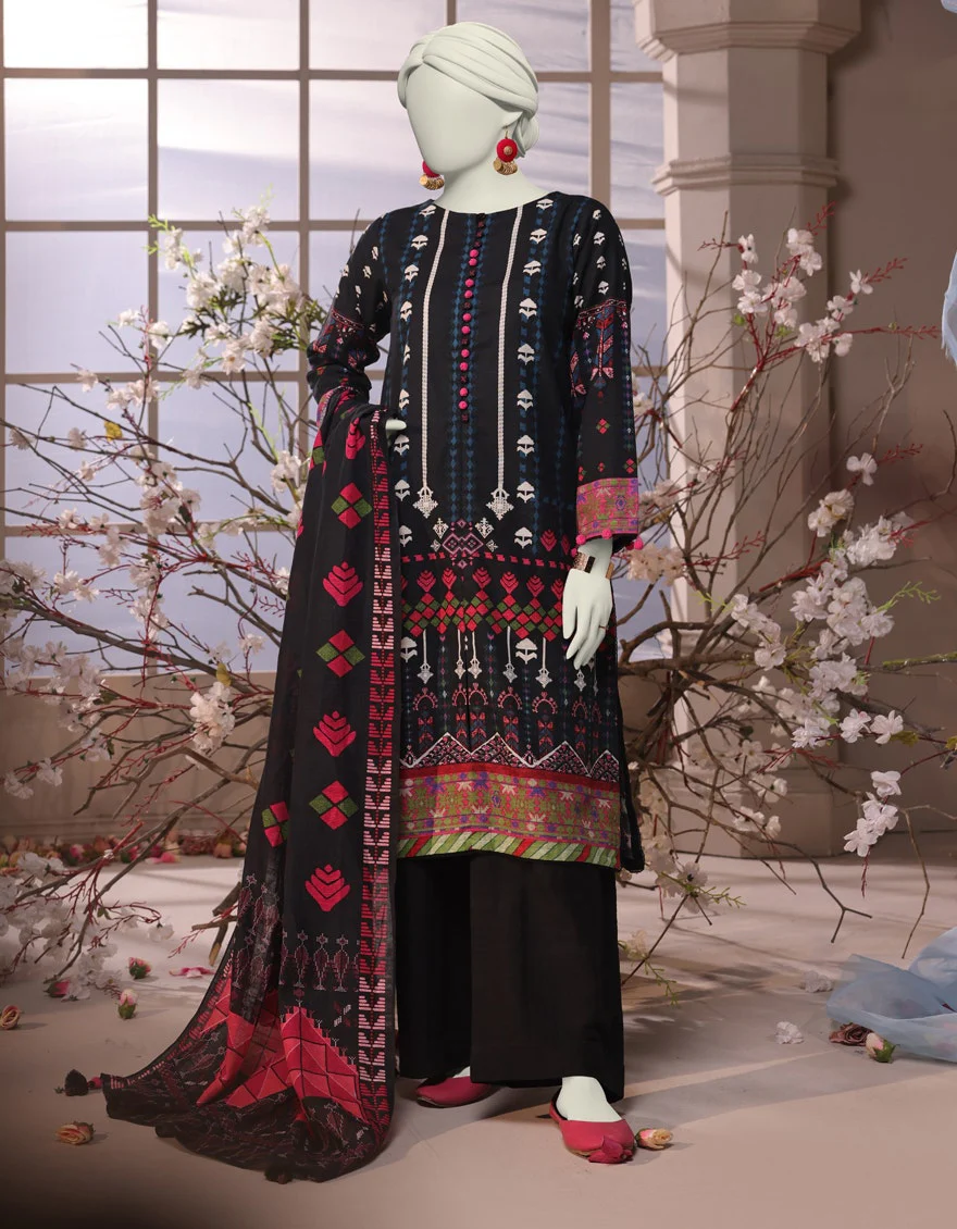 Junaid Jamshaid 3PC-JJLS-W-JWU-24-1748 Multicolor Slub Printed Shades Of Summer 2025