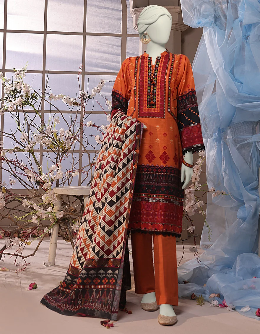 Junaid Jamshaid 3PC-JJLS-W-JWU-24-1750 Multicolor Slub Printed Shades Of Summer 2025