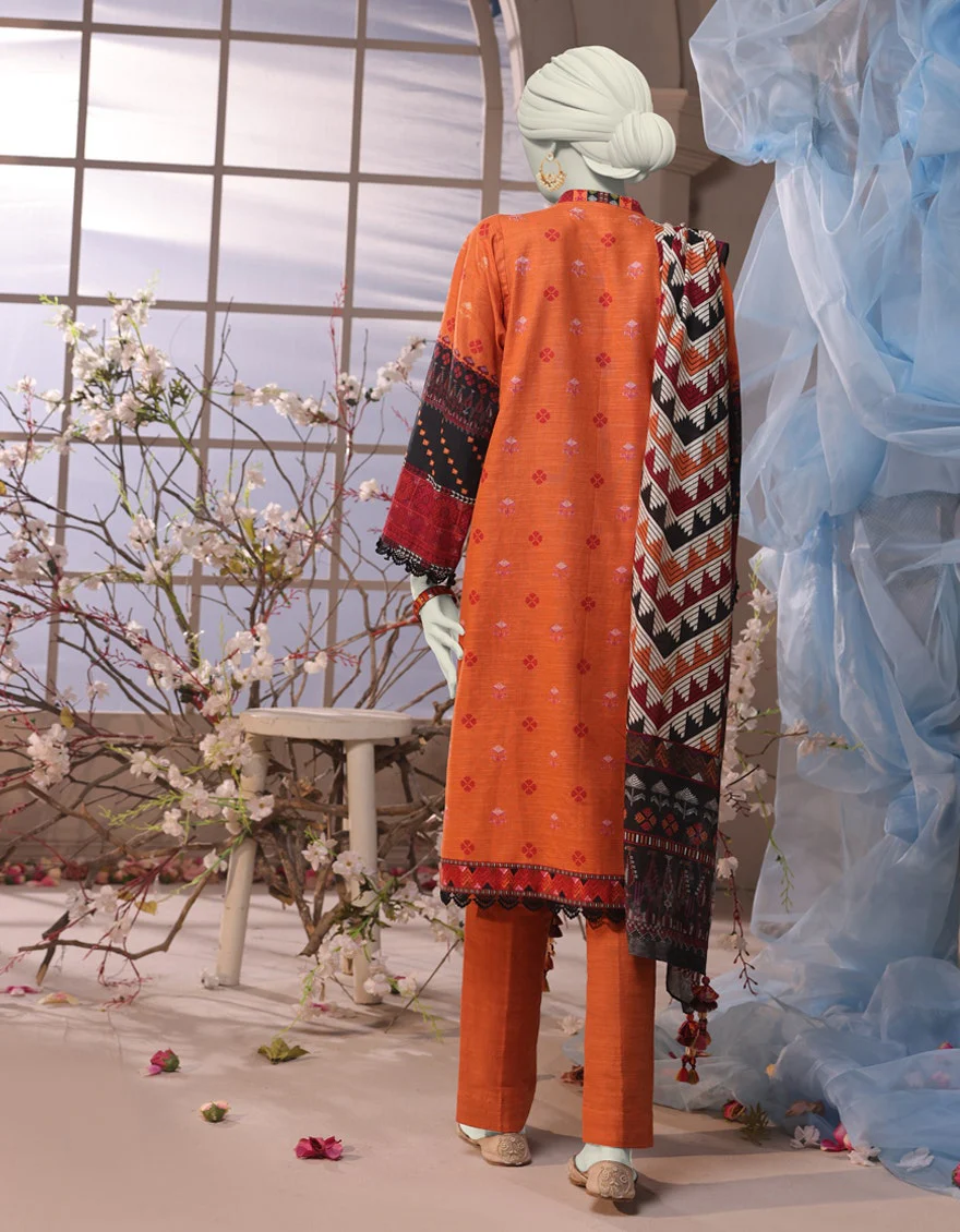 Junaid Jamshaid 3PC-JJLS-W-JWU-24-1750 Multicolor Slub Printed Shades Of Summer 2025 - Image 2