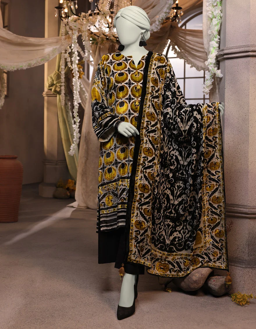 Junaid Jamshaid 3PC-JJLS-W-JWU-24-1759 Yellow Polyester Printed Shades Of Summer 2025