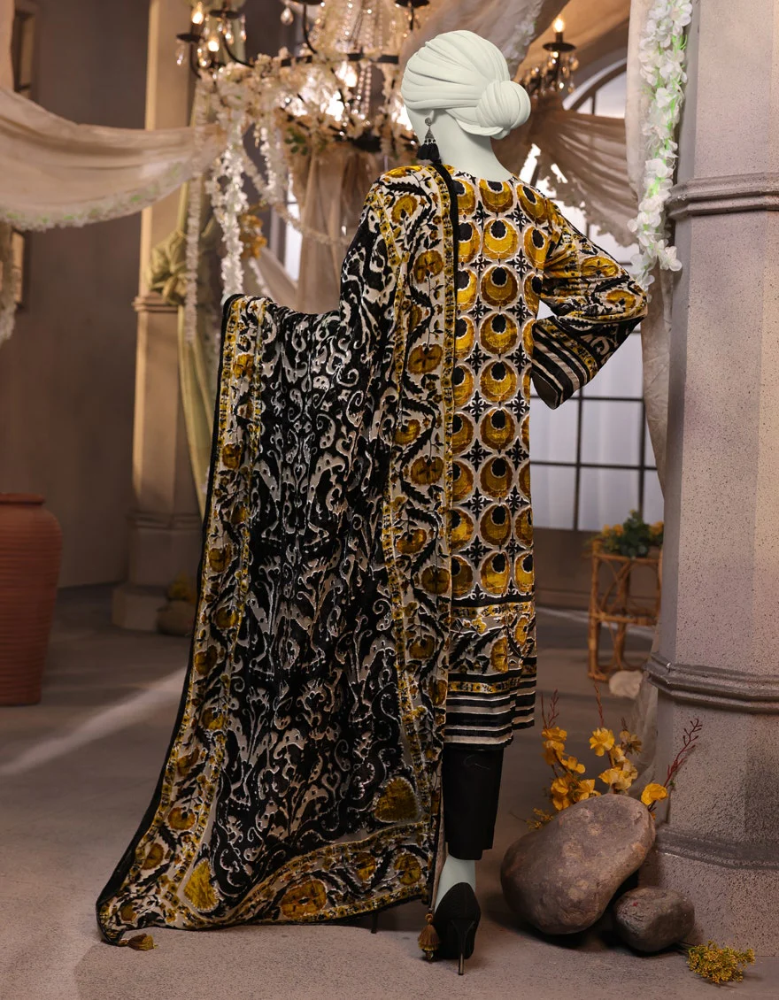 Junaid Jamshaid 3PC-JJLS-W-JWU-24-1759 Yellow Polyester Printed Shades Of Summer 2025 - Image 2