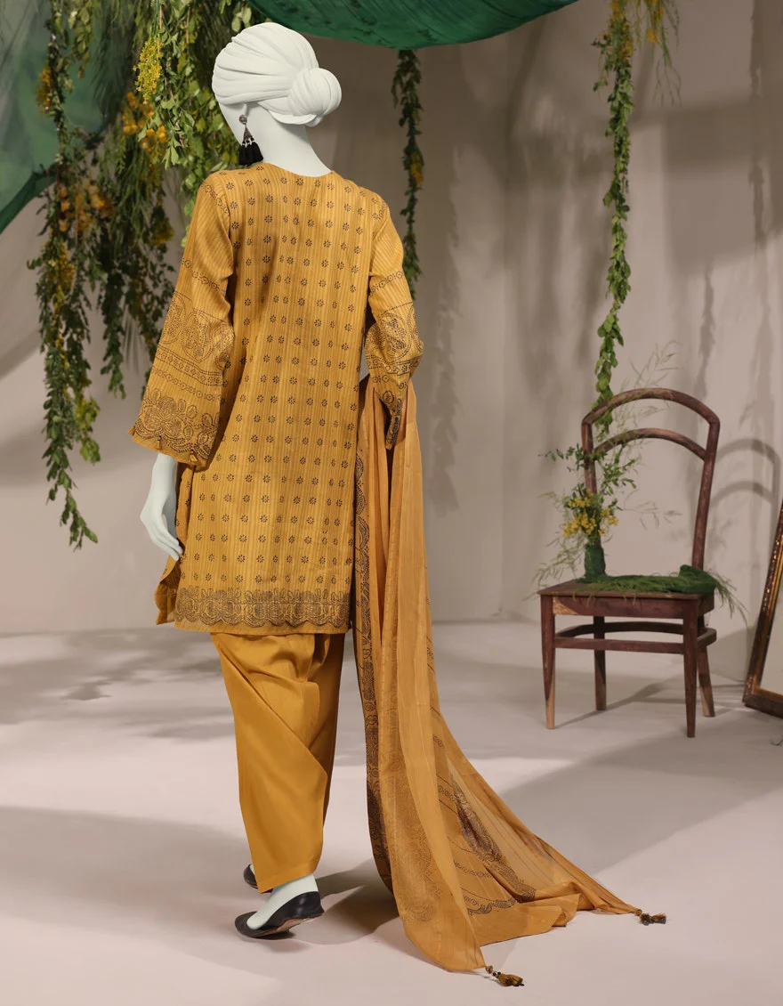 Junaid Jamshaid 3PC-JJLS-W-JWU-24-1771 Yellow Jacquard Printed Shades Of Summer 2025 - Image 2