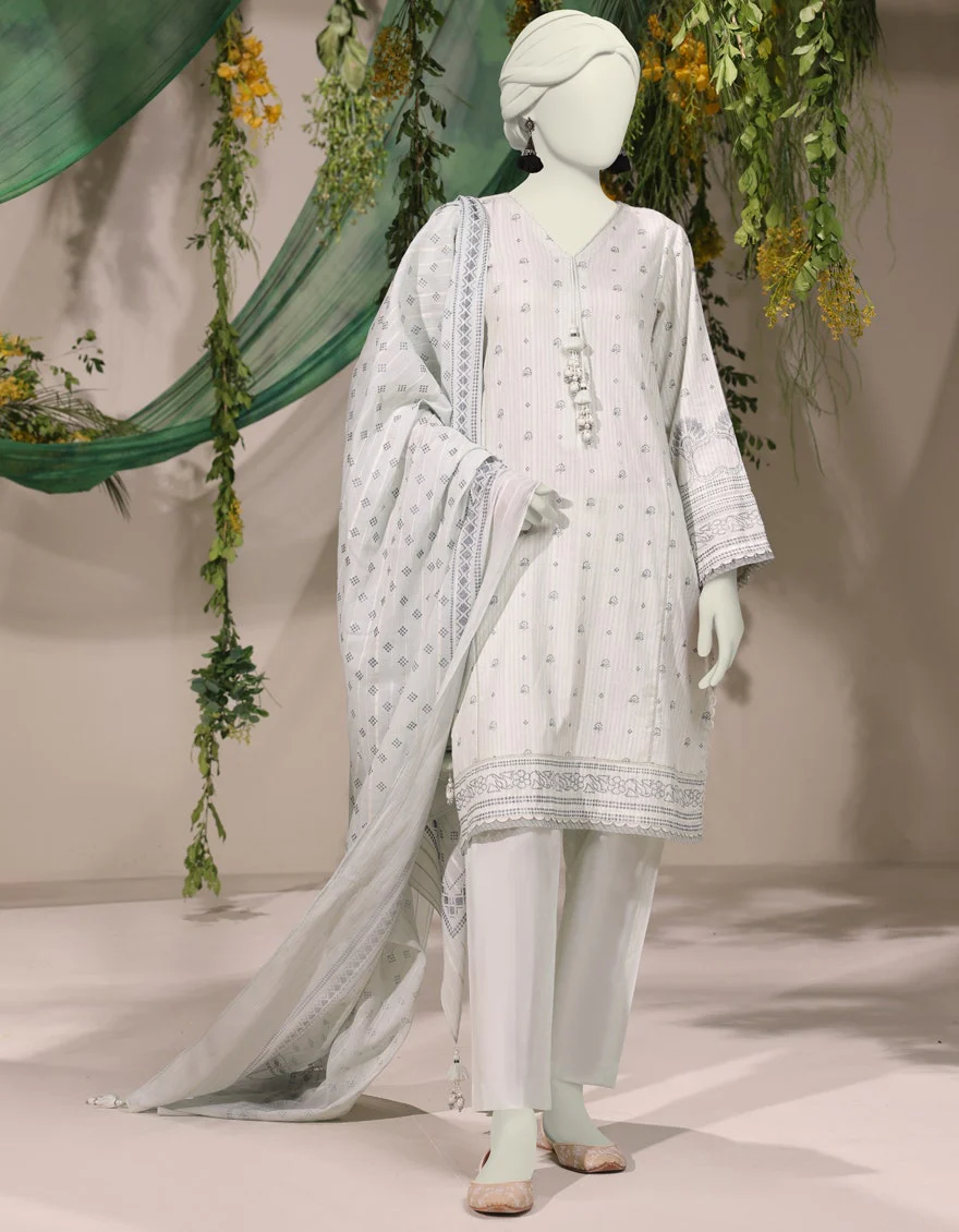Junaid Jamshaid 3PC-JJLS-W-JWU-24-1773 Off White Jacquard Printed Shades Of Summer 2025
