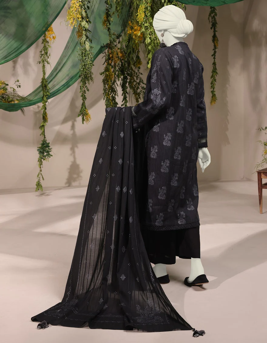 Junaid Jamshaid 3PC-JJLS-W-JWU-24-1775 Black Jacquard Printed Shades Of Summer 2025 - Image 2