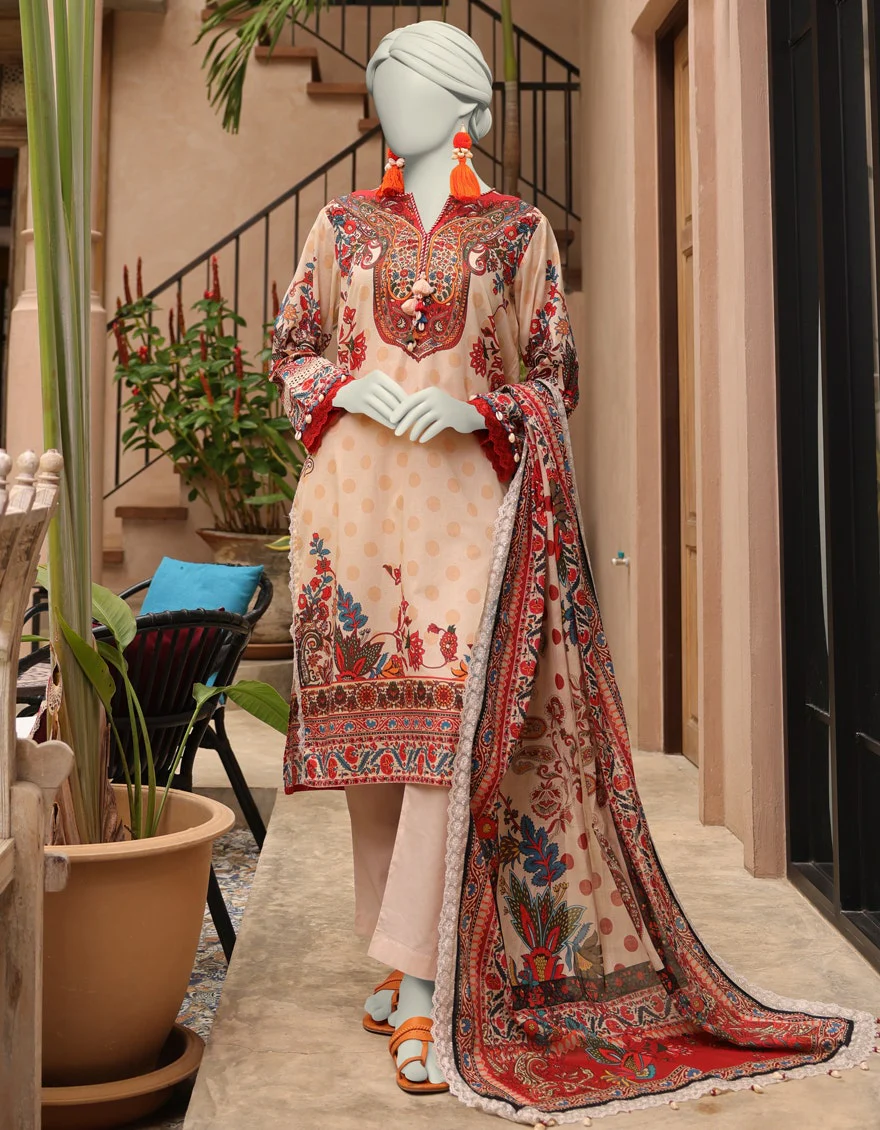 Junaid Jamshaid 3PC-JLAWN-S-25-3011 Multicolor Lawn  Printed Shades Of Summer 2025