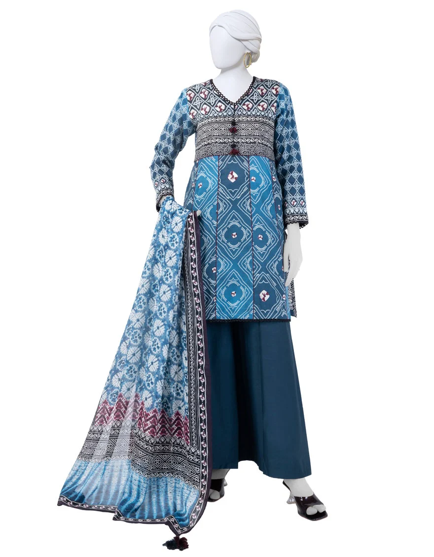 Junaid Jamshaid 3PC-JLAWN-S-25-3032 Multicolor Lawn  Printed Shades Of Summer 2025
