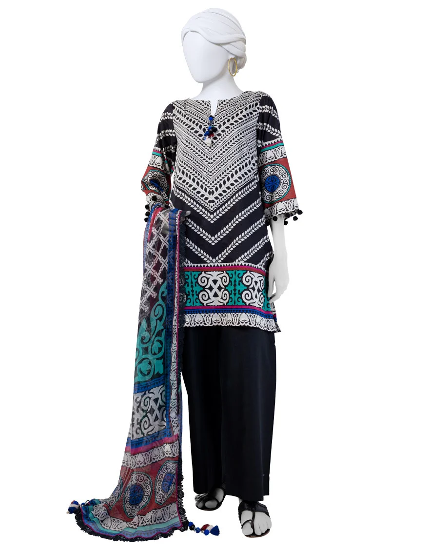 Junaid Jamshaid 3PC-JLAWN-S-25-3040 Multicolor Lawn  Printed Shades Of Summer 2025