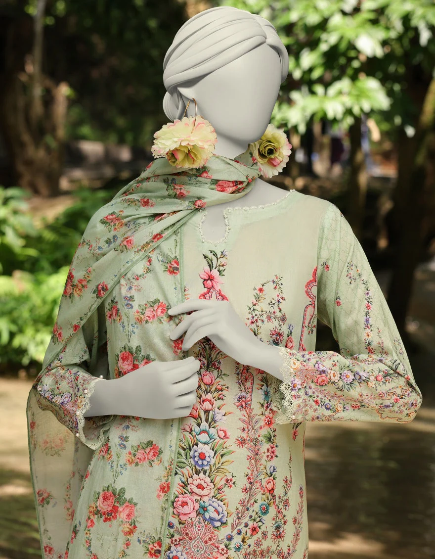 Junaid Jamshaid 3PC-JLAWN-S-25-3043 Multicolor Lawn  Printed Shades Of Summer 2025 - Image 2