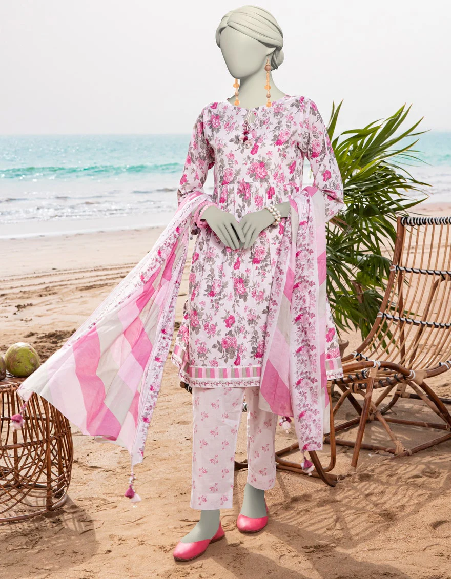 Junaid Jamshaid 3PC-JLAWN-S-25-3051 Pink Lawn Printed Shades Of Summer 2025