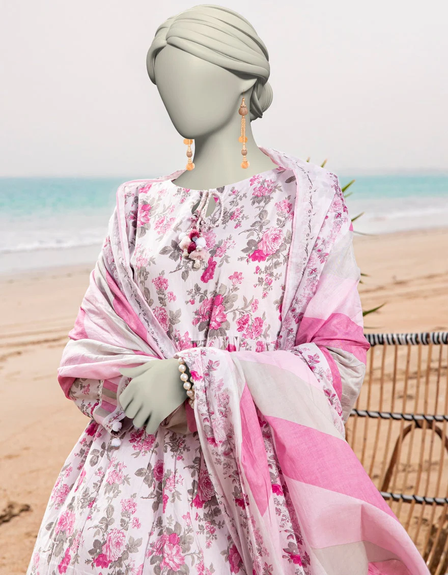 Junaid Jamshaid 3PC-JLAWN-S-25-3051 Pink Lawn Printed Shades Of Summer 2025 - Image 2