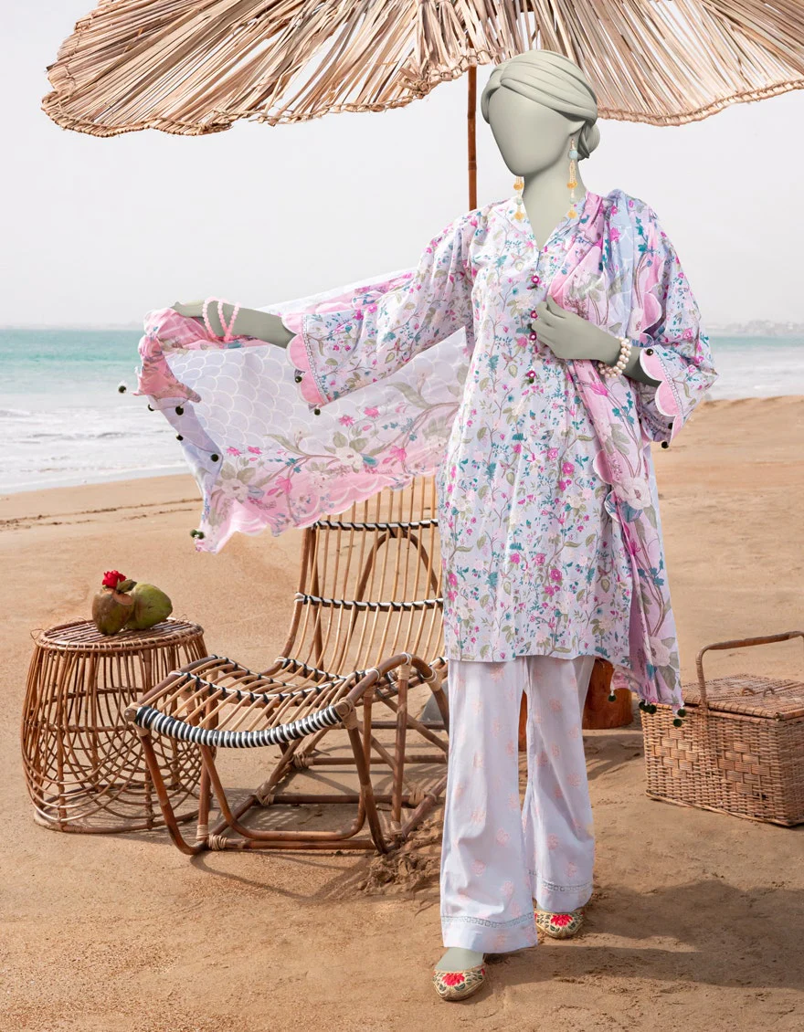 Junaid Jamshaid 3PC-JLAWN-S-25-3053 Blue Lawn  Printed Shades Of Summer 2025
