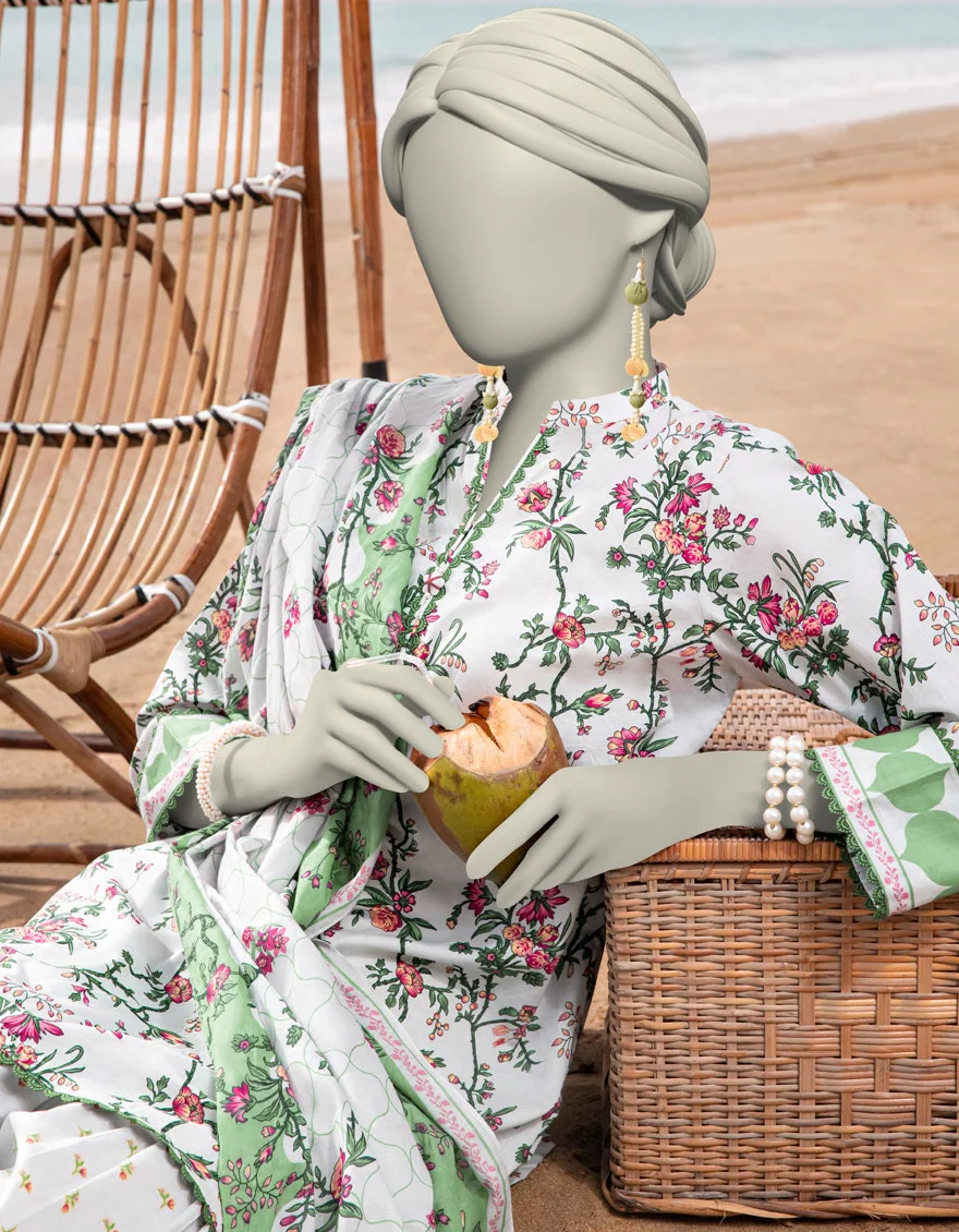 Junaid Jamshaid 3PC-JLAWN-S-25-3055 Green Lawn Printed Shades Of Summer 2025 - Image 2