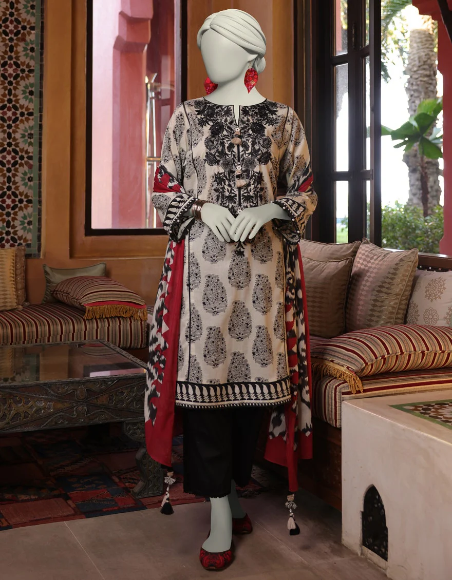 Junaid Jamshaid 3PC-JLAWN-S-25-3057 Black Lawn Embroidered Shades Of Summer 2025