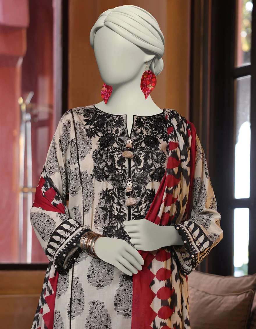 Junaid Jamshaid 3PC-JLAWN-S-25-3057 Black Lawn Embroidered Shades Of Summer 2025 - Image 2