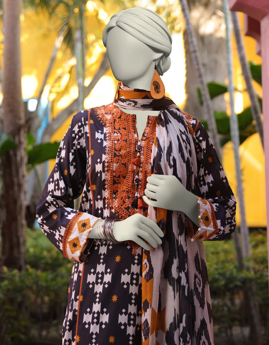Junaid Jamshaid 3PC-JLAWN-S-25-3059 Blue Lawn Embroidered Shades Of Summer 2025 - Image 2