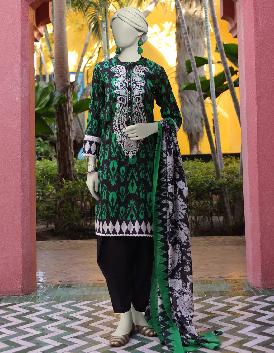 Junaid Jamshaid 3PC-JLAWN-S-25-3063 Black Lawn Embroidered Shades Of Summer 2025