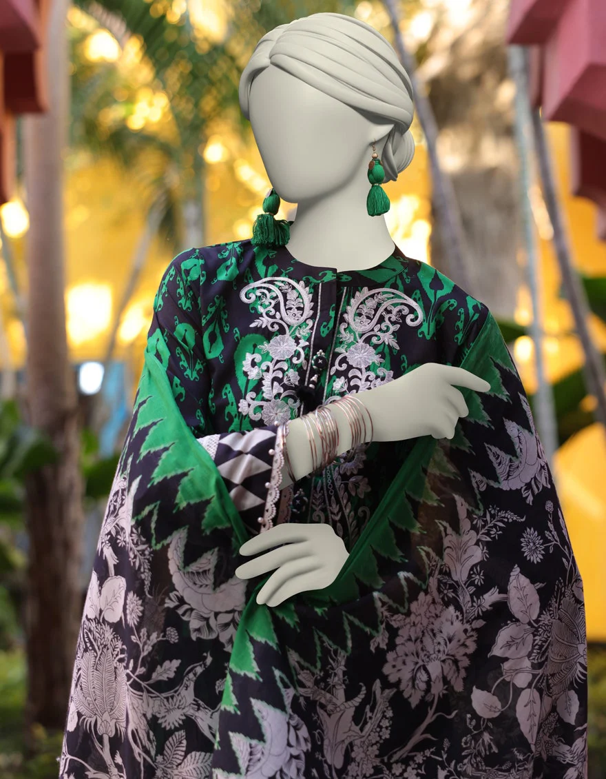 Junaid Jamshaid 3PC-JLAWN-S-25-3063 Black Lawn Embroidered Shades Of Summer 2025 - Image 2